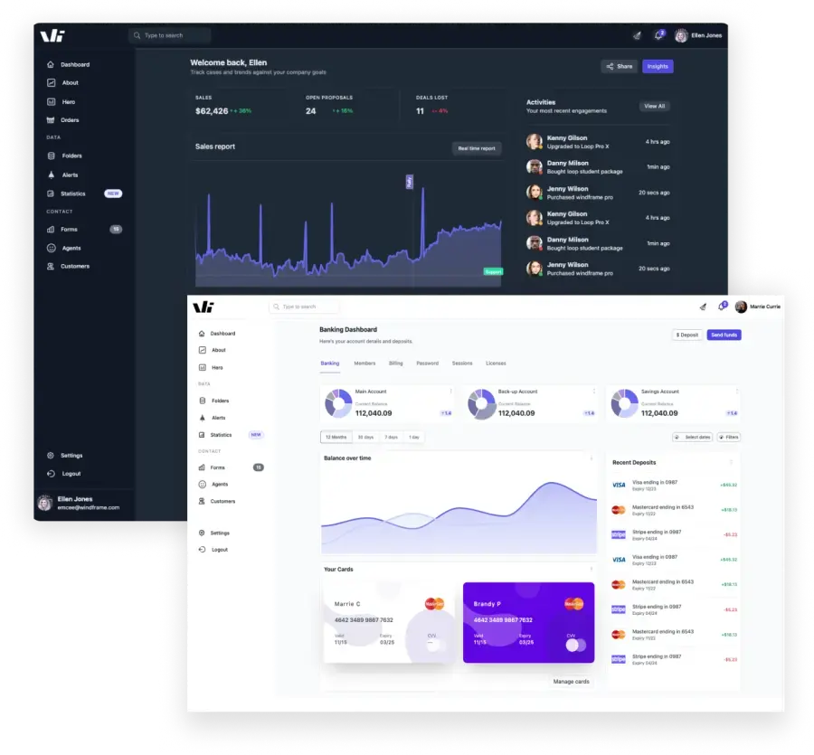 Tailwind CSS dashboard builder