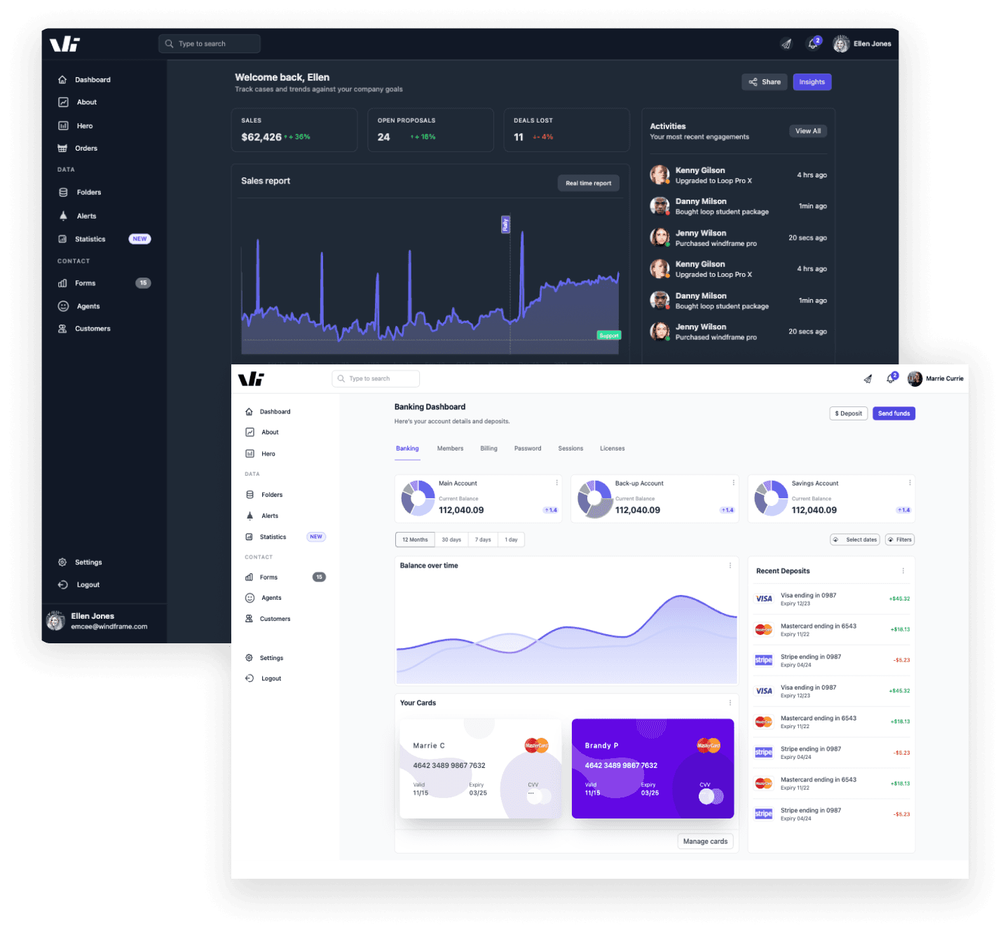 Tailwind css dashboard builder