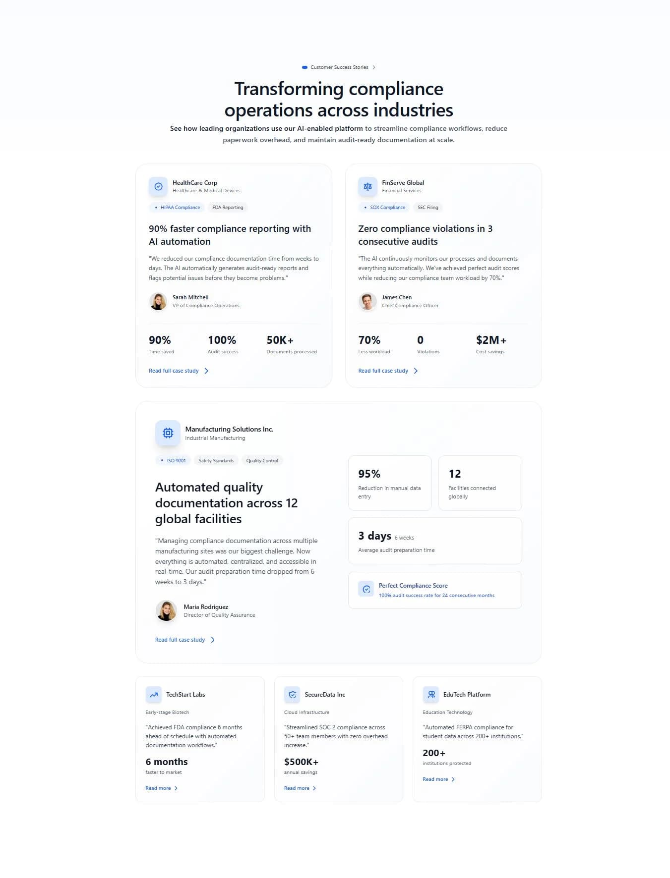 Centered Testimonial Section