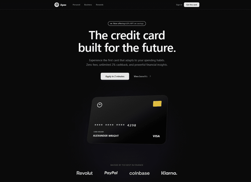 Linear style credit card app