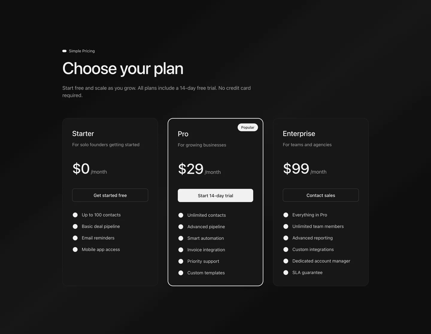 Pricing Section