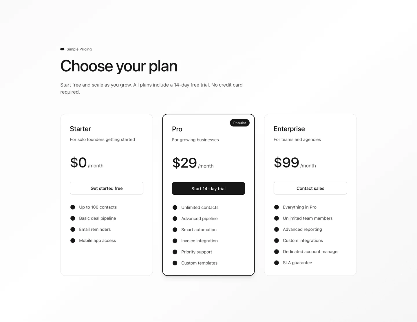 Pricing Section