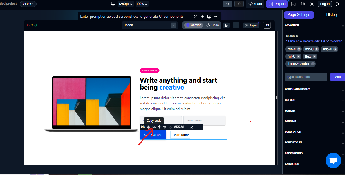 Copy code Button