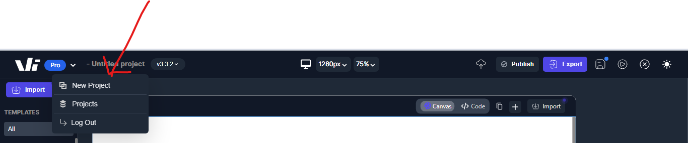 New Project Button