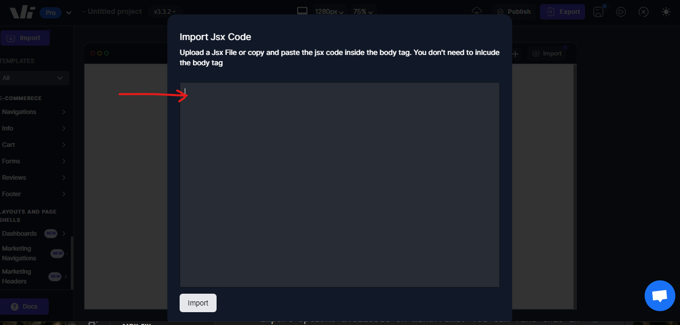 paste JSX code
